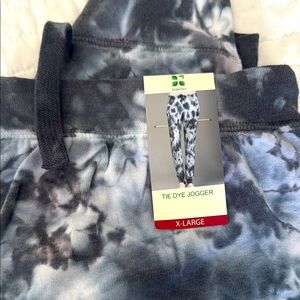 Tie Dye Jogger Pants - Black and Gray Greentea Brand Size XL NWT